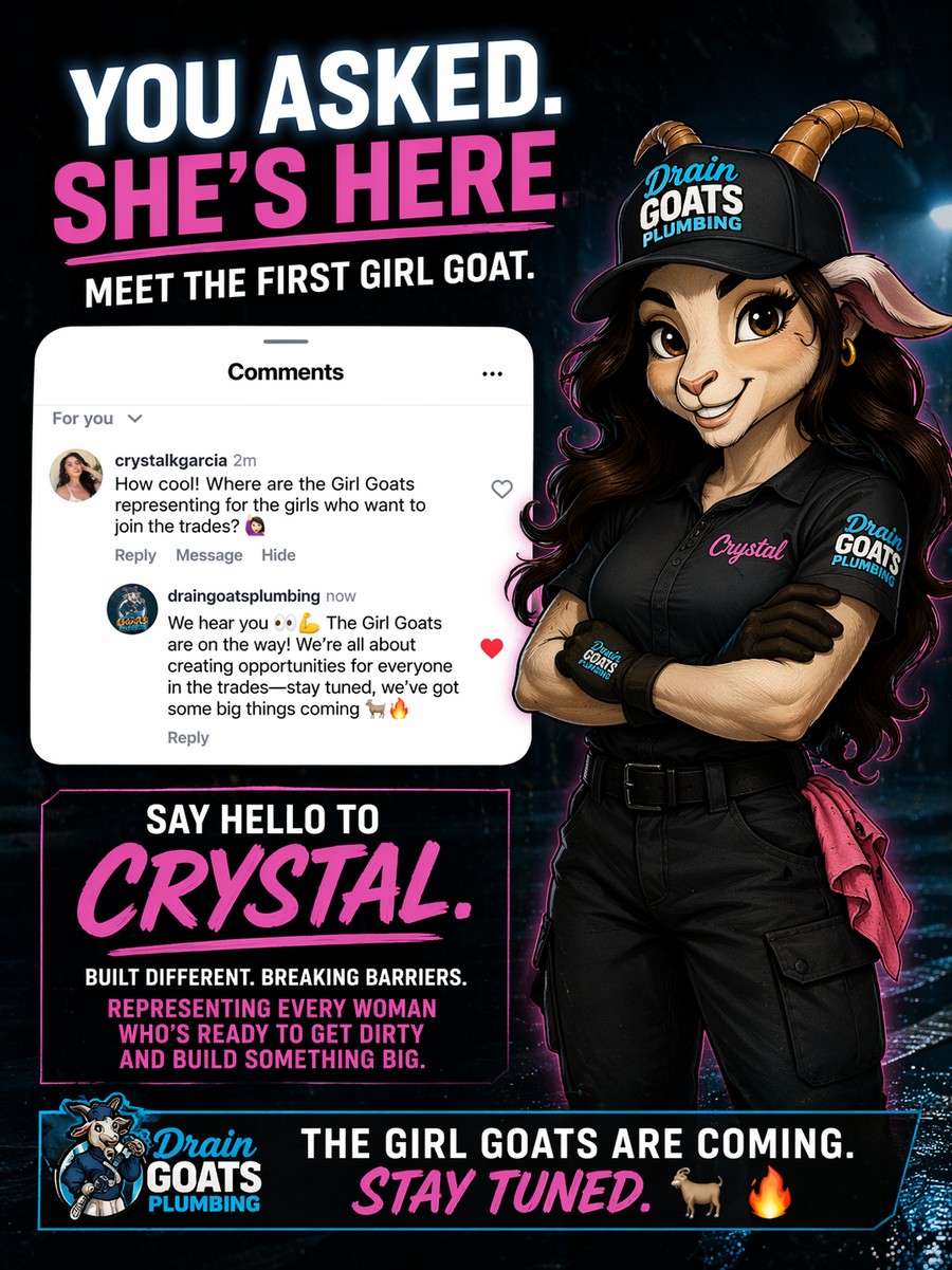Crystal — The First Girl Goat, Drain Goats Plumbing